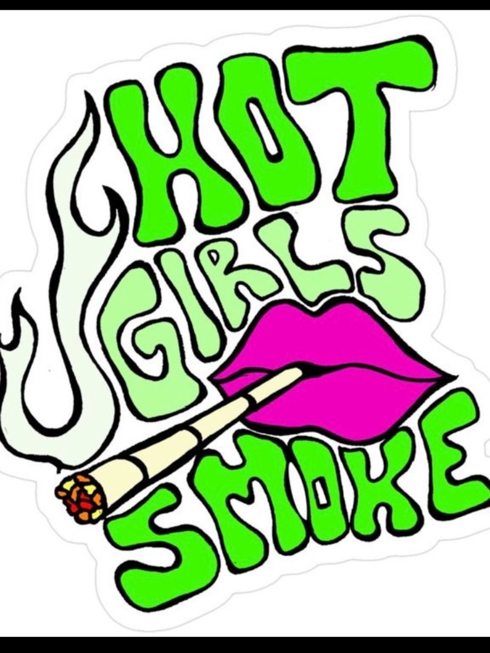 Amazon Neon Green and Hot Pink 'Hot Girls Smoke' Sticker